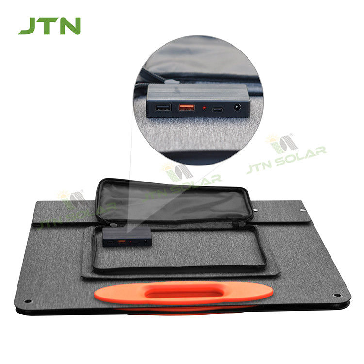 Berkemah Di Luar Ruangan 2 * USB QC3.0 DC Tipe C Pengisi Daya Mono Tas Lipat Surya Portabel 60W Panel Surya Dapat Dilipat