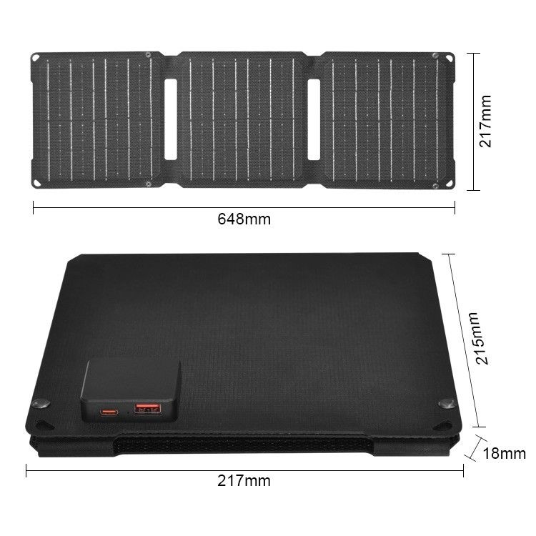 20W Mono Cell Portable Solar Bag dengan USB Type-C Output dan ETFE Surface Material