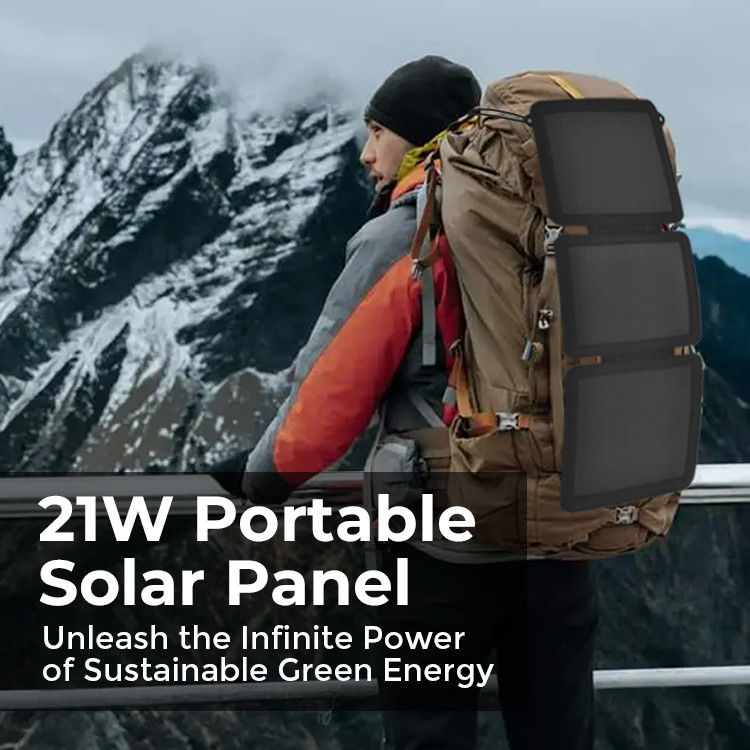Outdoor Camping MONO Solar Cell 21W Solar Charger dengan USB Port Efisiensi 24%