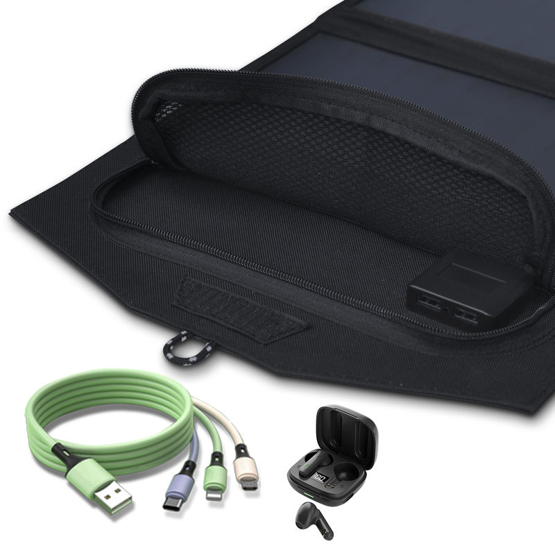 Custom Mini Bulat Semi Fleksibel Power Up Camping Gear 21W lipat panel surya dengan 1