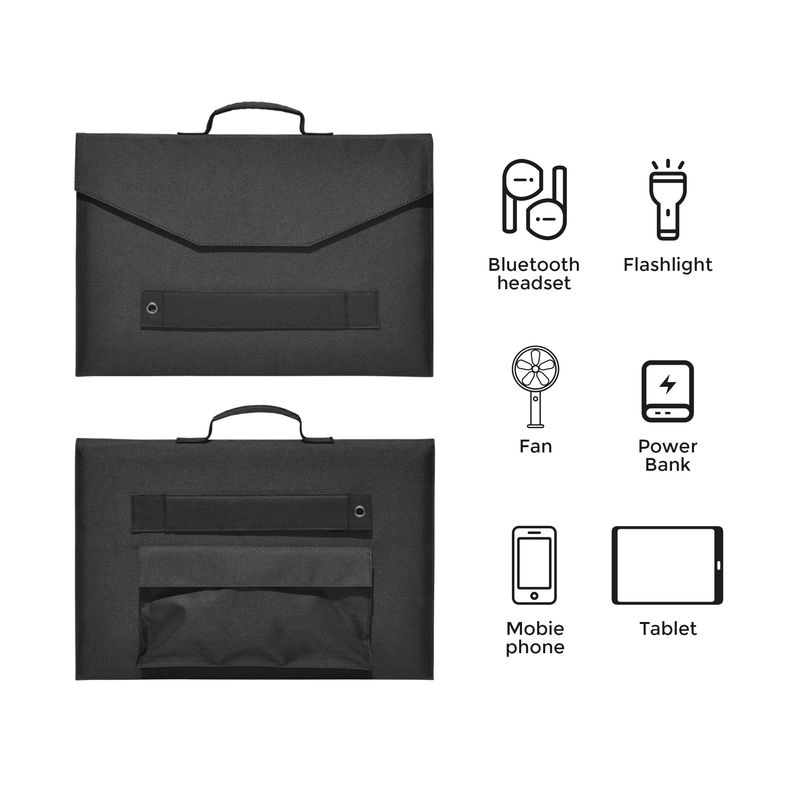 100W Mono Cell Full Black Color Foldable Solar Panel dengan bahan permukaan PET/ETFE