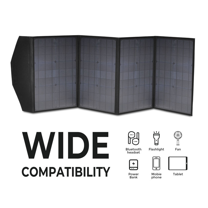 100W Mono Cell Full Black Color Foldable Solar Panel dengan bahan permukaan PET/ETFE