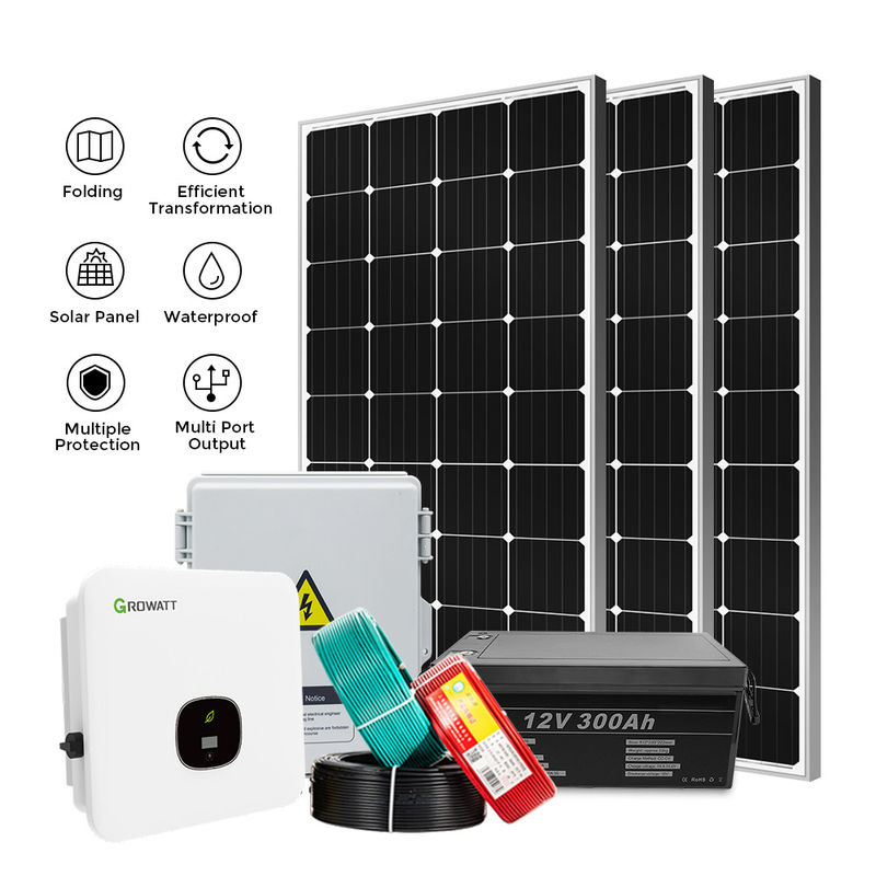 Off Grid Rumah Sistem Tenaga Surya 10Kw Energi Hijau Solar Generator Inverter Hybrid