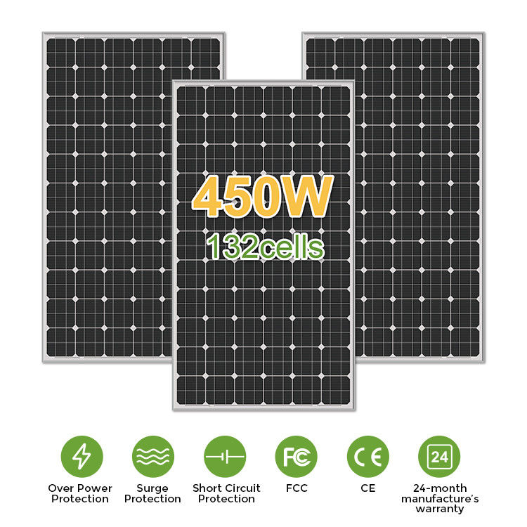 156.75mmx156.75mm Ukuran Sel Mono 400w 450w 460w 480w Panel surya untuk Sistem Daya Rumah